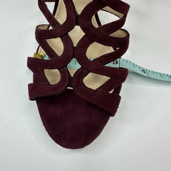 Prada Women's Burgundy Open Toe Strappy Wedge Metallic Sandal EU‎ 37.5 / US 7 - Picture 17 of 17